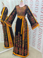 Load image into Gallery viewer, Velvet Malacca  Embroidered Palestinian Fellahi Thobe
