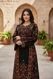 Elegant Black Thobe with Colorful Geometric Embroidery