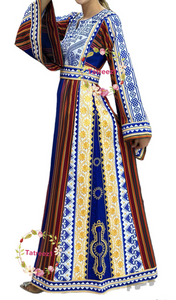 Majdalway Blue Embroidered Palestinian Fellahi Thobe