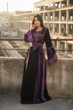 Purple Elegant Embroidered Palestinian Dress