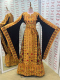 Golden The Glow Thoub Palestinian Featuring Wide Sleeve Reversible Belt