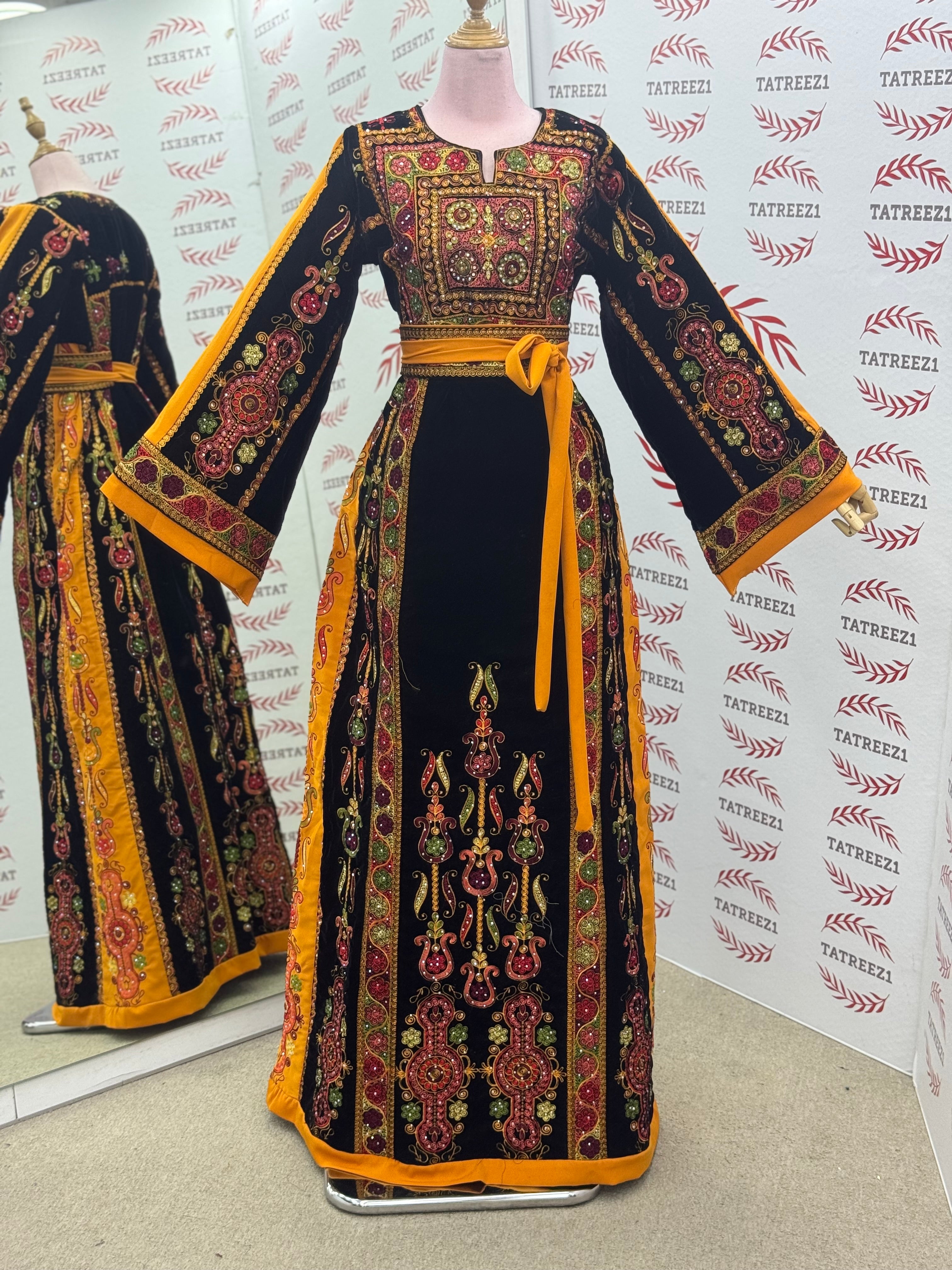 Velvet Malacca  Embroidered Palestinian Fellahi Thobe