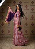 The Glow Pink Thoub Palestinian Featuring Wide Sleeve