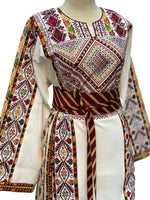 Load image into Gallery viewer, Beige Shade Traditional Embroidered Palestinian Fellahi Thobe
