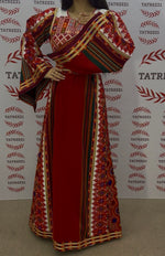 Load image into Gallery viewer, Majdalway Red Embroidered Palestinian Fellahi Thobe
