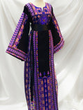 Purple Etameen Embroidered Palestinian Fellahi Thobe With Kashmir belt