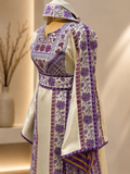 Lavender Blossom Palestinian Thobe Set Matching Shawl & Double-Sided Belt