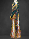 Traditional Palestinian Green Thobe with Intricate Embroidery – Machine Made with Matching Head Scarf