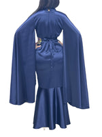 Load image into Gallery viewer, Navy Dress Sleeve Drop Tatreez Elegant Beautiful Embroidery
