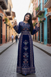 Blue Velvet Embroidery Palestinian Fellahi Thobe