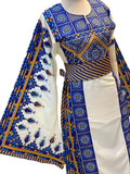 Blue Embroidered Palestinian Thobe Wide Sleeves