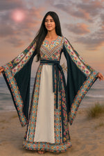 Load image into Gallery viewer, Stunning Green Long Sleeve Embroidered Palestinian Thobe
