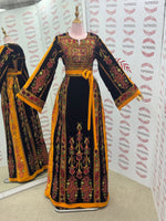 Load image into Gallery viewer, Velvet Malacca  Embroidered Palestinian Fellahi Thobe
