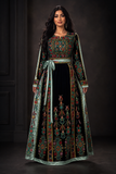 Turquoise Velvet Malacca Embroidered Palestinian Fellahi Thobe