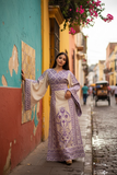 Absolutely Stunning Purple Embroidered Palestinian Fellahi Thobe With Matching Headpiece