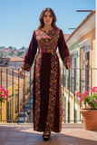 Maroon Velvet Bloom Stunning Thoub