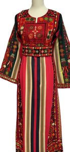 Multicolor Majdalway Embroidered Palestinian Fellahi Thobe