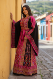 Pink Thoub Embroidered Palestinian Featuring Wide Sleeve