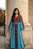 Multicolored Embroidery Silk Dress