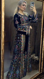 Load image into Gallery viewer, Blue Thoub Tatreez Palestinian Fellahi Thobe With Embroidery Belt
