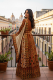 Orange Burnt The Glow Thoub Palestinian Featuring Wide Sleeve