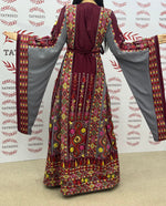 Load image into Gallery viewer, Gray Embroidery Traditional Palestinian Thobe Machine Made
