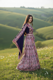 The Glow Pink Thoub Palestinian Featuring Wide Sleeve
