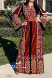 Malacca Black Silk Velvet  Traditional Mutlicolord Embroidery Palestinian Fellahi Thobe
