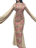 Load image into Gallery viewer, Beige Dress Sleeve Drop Tatreez Elegant Beautiful Embroidery
