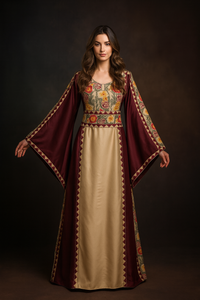 Beige A Simple Elegant Embroidered Dress