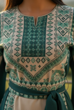 Green Embroidery Silk Fashion Dress