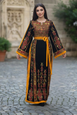 Load image into Gallery viewer, Velvet Malacca  Embroidered Palestinian Fellahi Thobe
