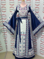 Load image into Gallery viewer, Dark Blue Embroidery Traditional Palestinian Thobe Machine Made
