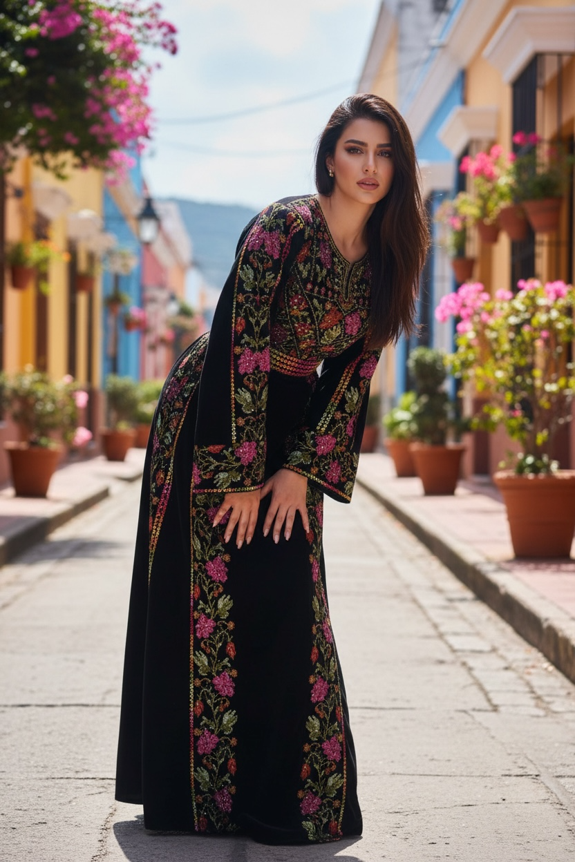 Black Velvet Bloom Stunning Thoub