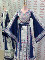 Load image into Gallery viewer, Dark Blue Embroidery Traditional Palestinian Thobe Machine Made
