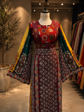 Maroon Ghabani Traditional Embroidered Thoub