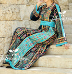 Charger l&#39;image dans la galerie, Turquoise Velvet Malacca Embroidered Palestinian Fellahi Thobe
