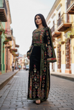 Midnight Velvet Malacca Embroidered Palestinian Fellahi Thobe
