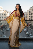 Golden Threads Beige Twilight Traditional Thobe with Wide Sleeves