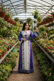 Blue Floral Embroidered Palestinian Thobe