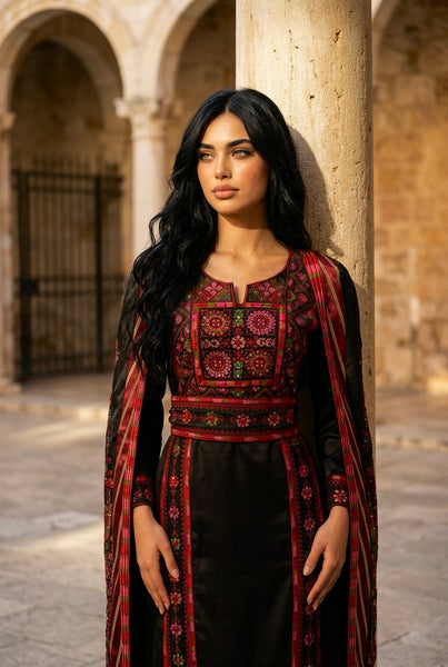 modern tatreez dress Palestinian Thobe