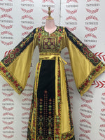 Load image into Gallery viewer, Velvet Black Palestinian Tatreez Thobe Heritage Elegance Embroidered Dress
