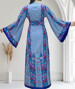 Load image into Gallery viewer, Blue Thobe Embroidered Palestinian With Embroidery Belt
