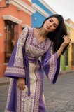 Purple thoub Embroidered Palestinian Fellahi Thobe With Belt