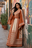 Orange Burnt thoub Embroidered Palestinian Fellahi Thobe With Belt (Copy)