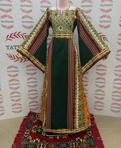 Dark Green Majdalway Embroidered Palestinian Fellahi Thobe