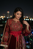 Th Maroon Velvet Malacca Embroidered Palestinian Fellahi Thobe