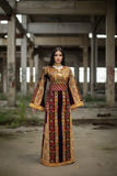 Maroon German velvet Palstainen Golden Embroidery Traditional Long Thoub