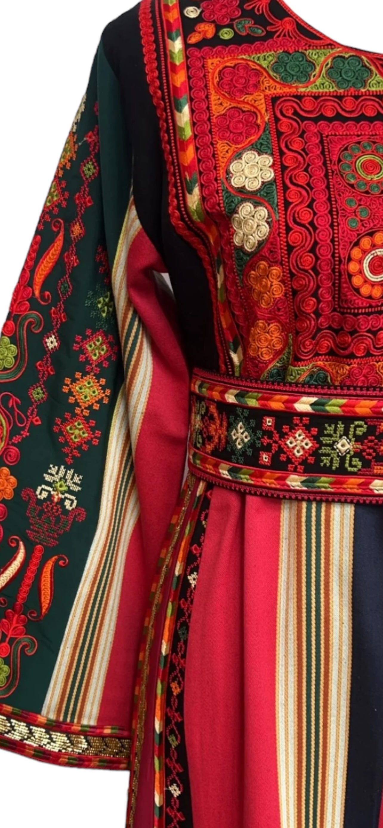 Multicolor Majdalway Embroidered Palestinian Fellahi Thobe