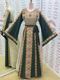 Green Elegant Embroidered Palestinian Dress